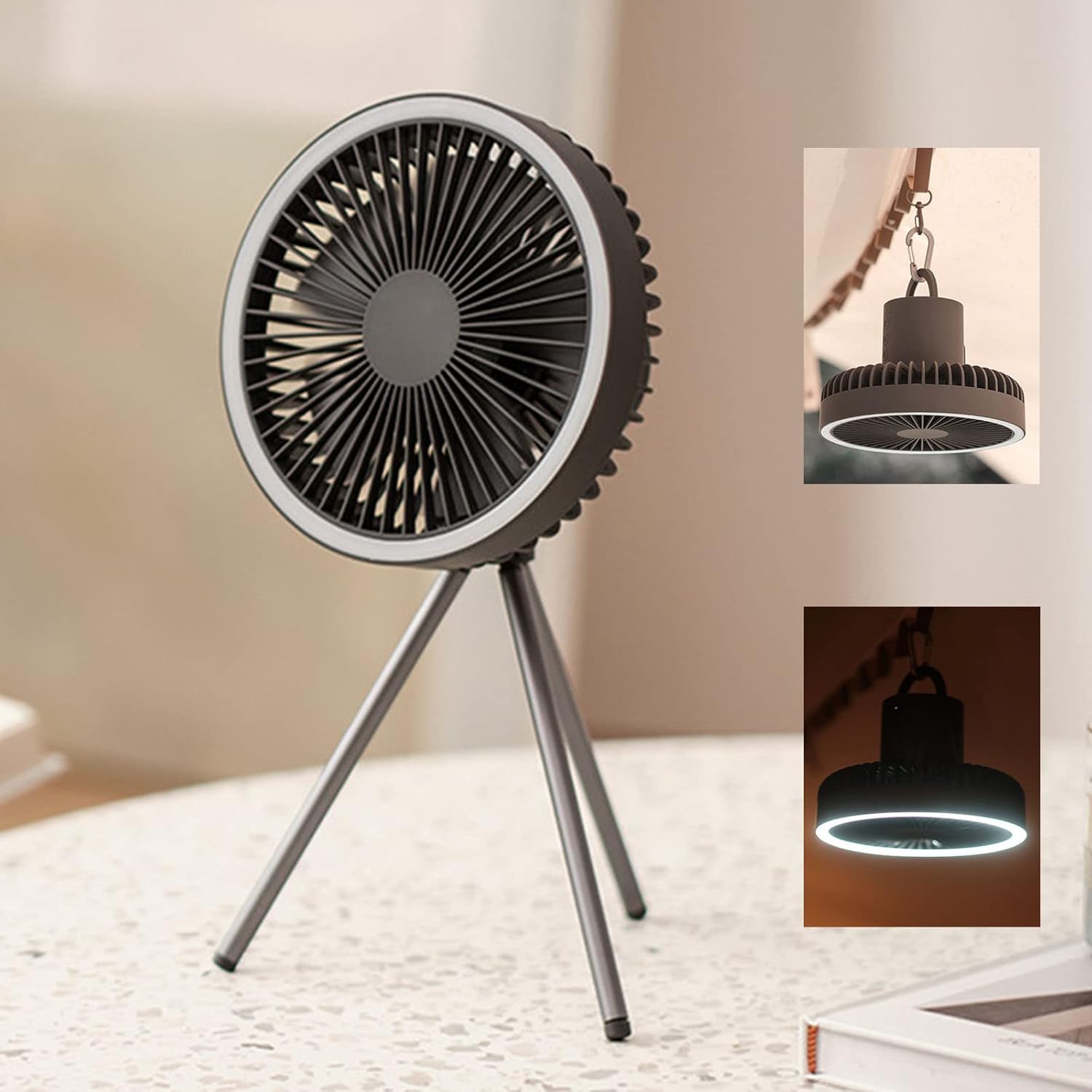 Ventilateur Tripode Plafonnier avec Minuterie et Lumière Nocturne