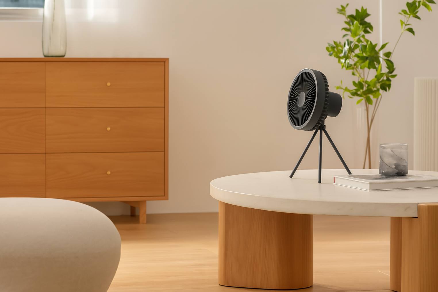 Ventilateur Tripode Plafonnier avec Minuterie et Lumière Nocturne