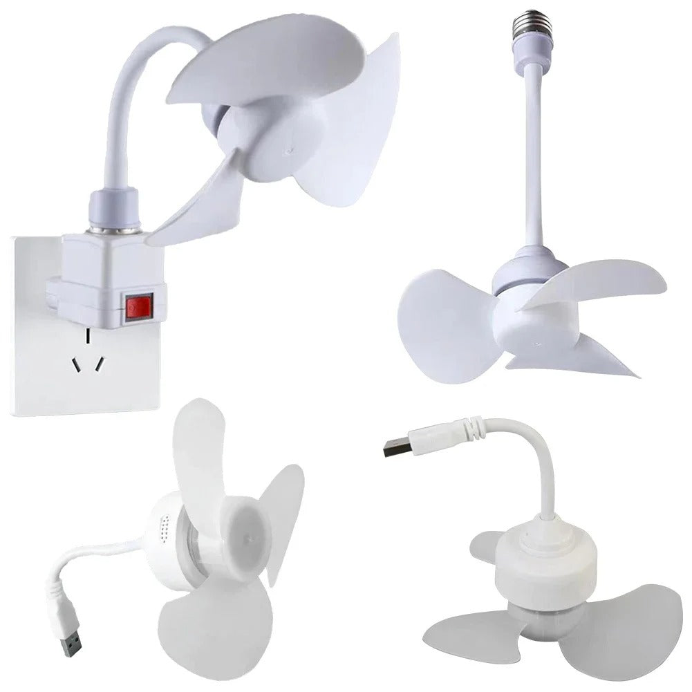 Ventilateur Plafonnier Mini LED avec Base E27 et Alimentation USB