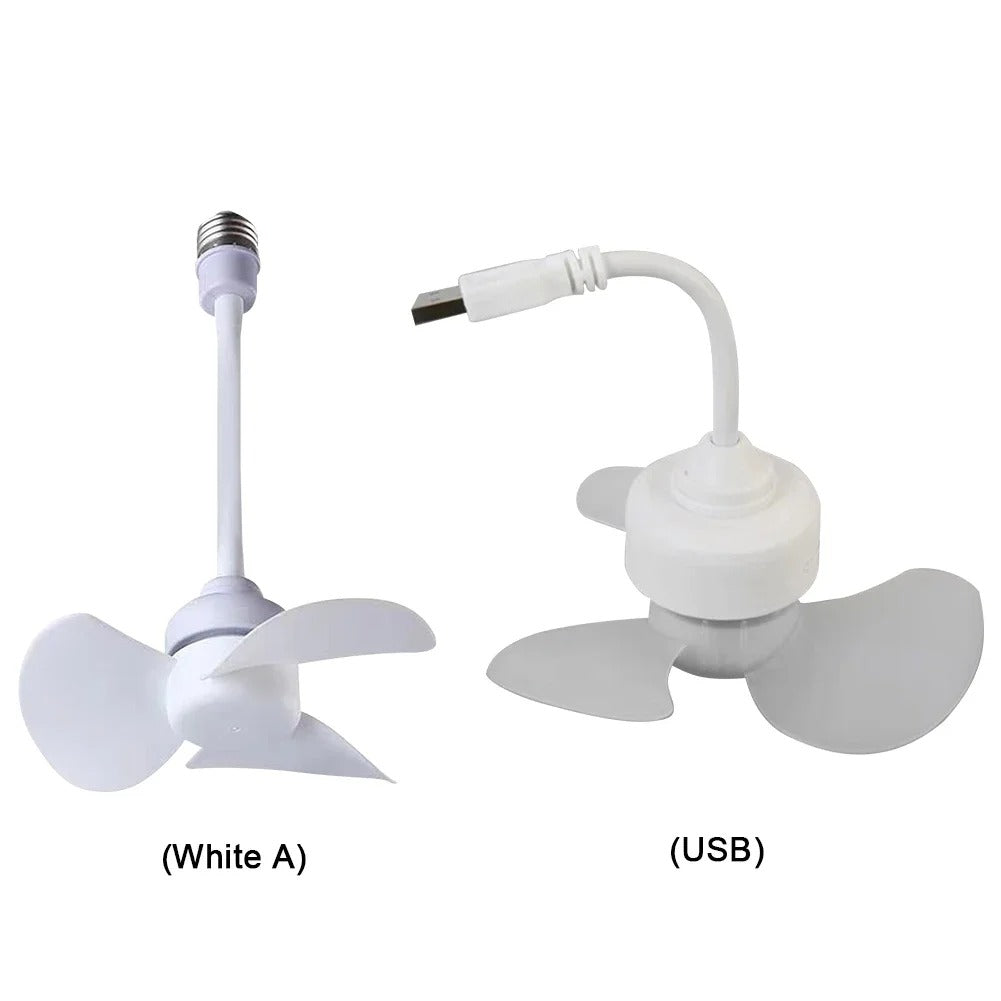 Ventilateur Plafonnier Mini LED avec Base E27 et Alimentation USB